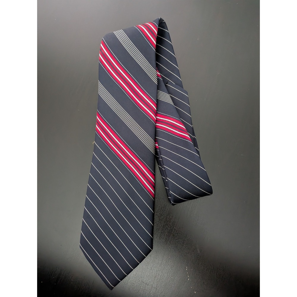 Vintage Beau Brummel Tie Blue‎ Red University Striped 56"